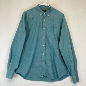 UNTUCKIT Shirt Mens Large  Green Long Sleeve Button Donw Cotton Casual Pockew